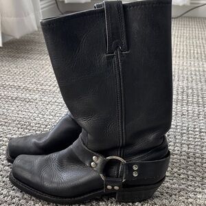 Frye Black Leather Moto Boots